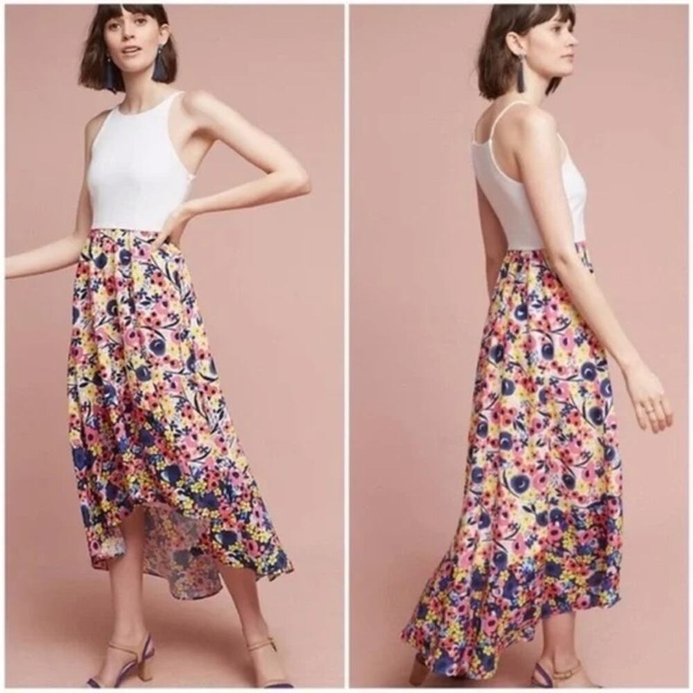 Anthropologie Hutch Women Floral High Low Dress Summer Colorful Euro Summer XS